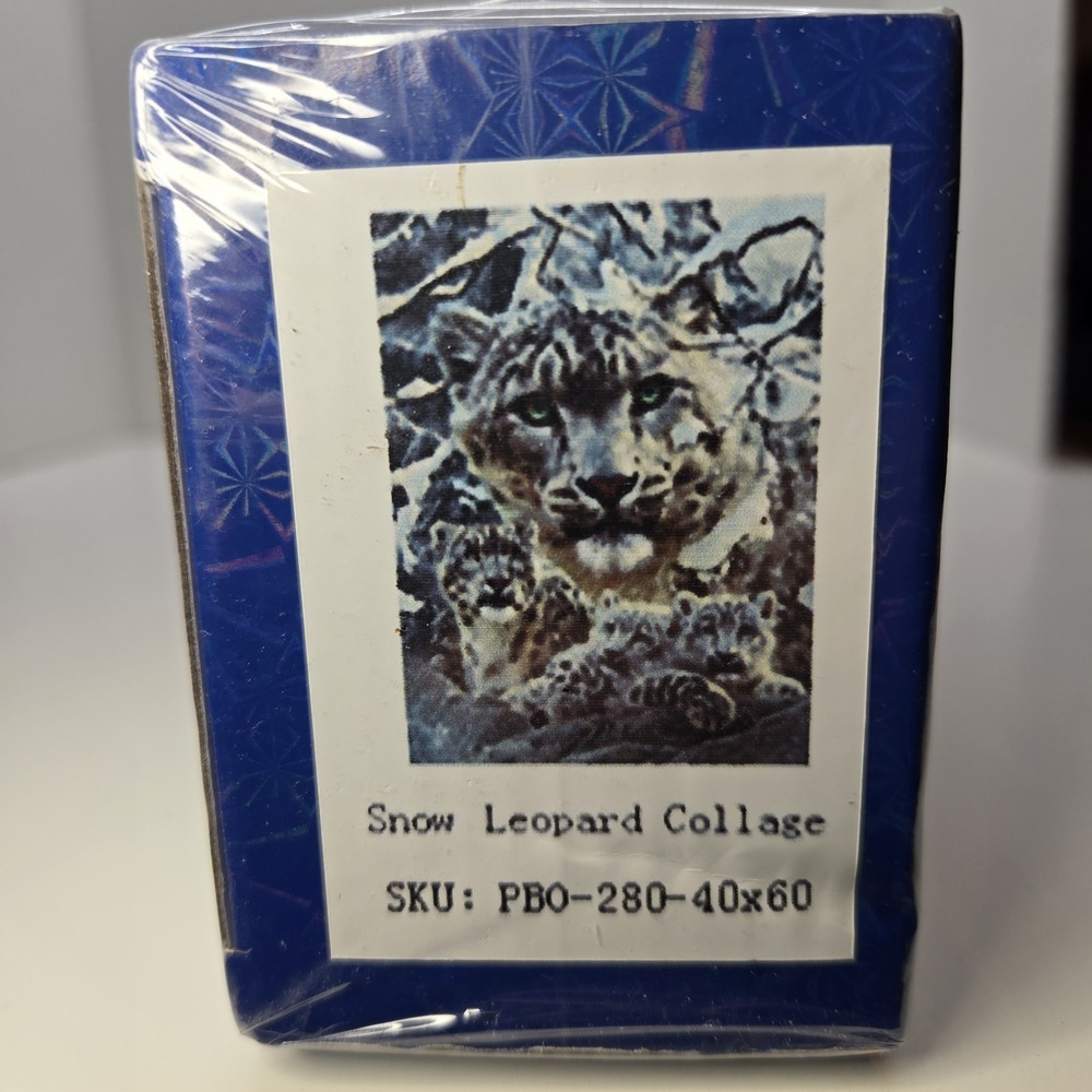 New Snow Leopard‎ Collage Animal Paint W Diamonds premium diamond painting kit